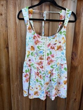 Floral Print Romper - White with Pink & Yellow Flowers